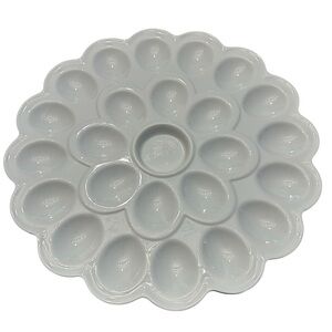 Fitz and Floyd Flower White Ceramic Egg Tray